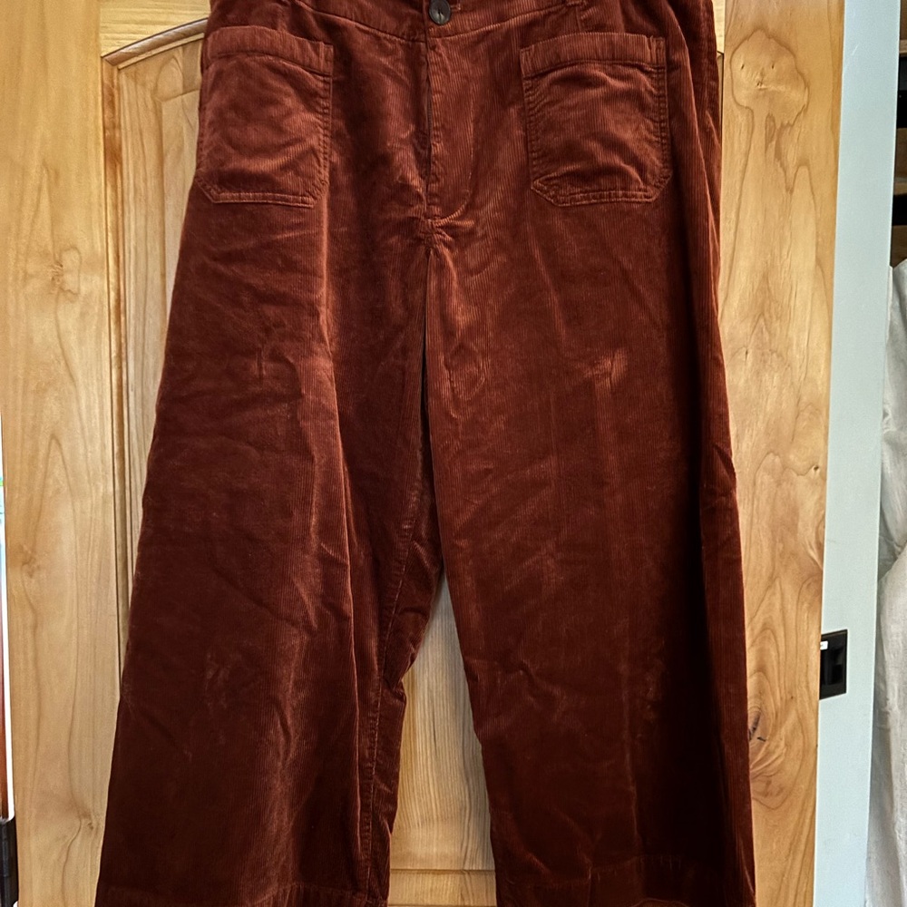Maeve Women's Corduroy Cropped Pants in Rich rust